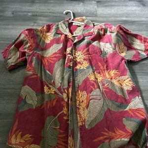 Tommy Bahama Red and Green Floral Men's Shirt